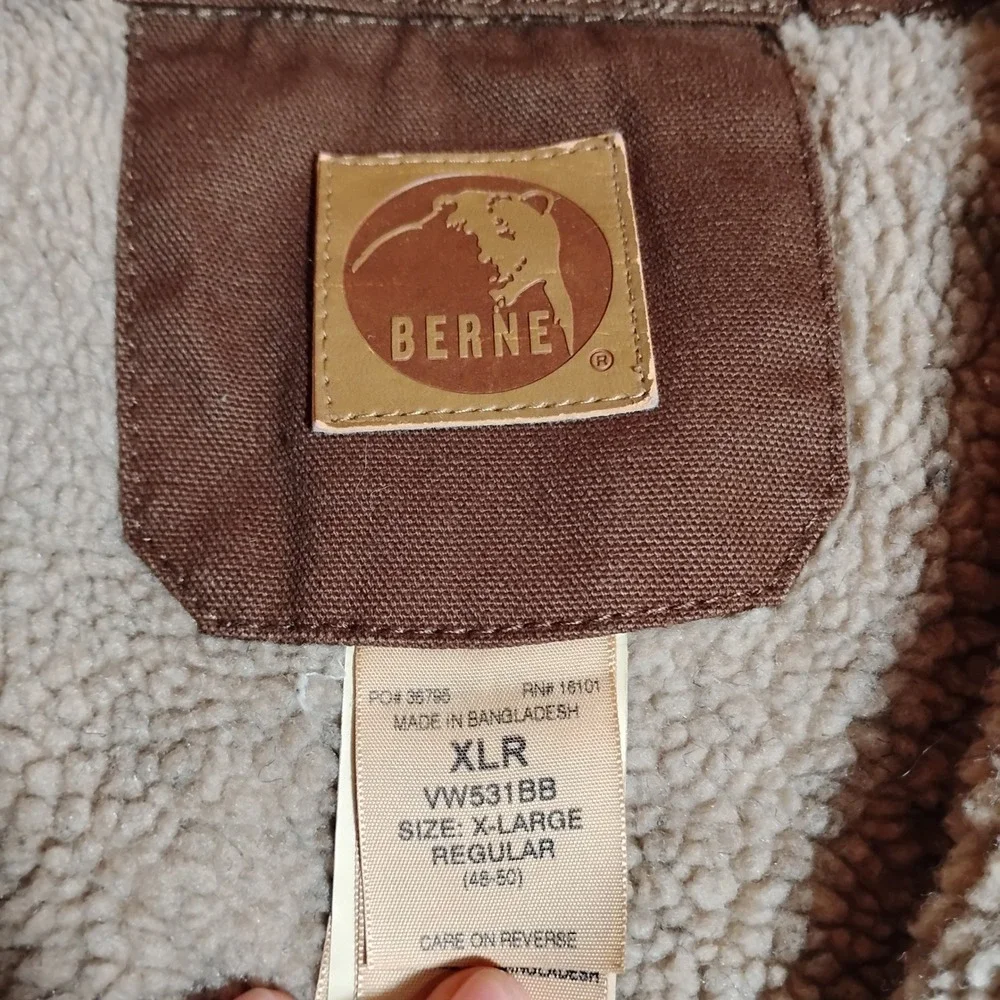 Berne Mens XL Brown Duck Canvas Heartland Sherpa Lined Workwear Vest Rileys Rich